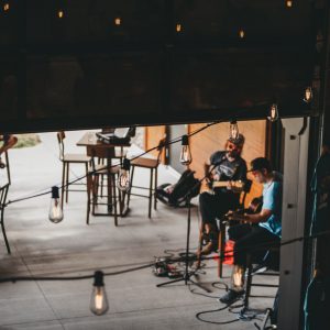 Actual Wolf concert under the string lights on the patio