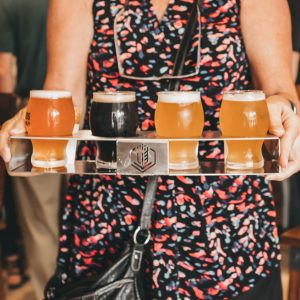 Beer flight in metal laser cut holder